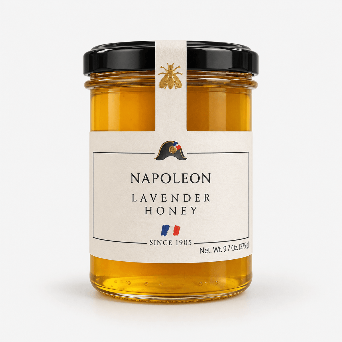 Napoleon French Lavender Honey jar showcasing its floral sweetness and smooth texture.