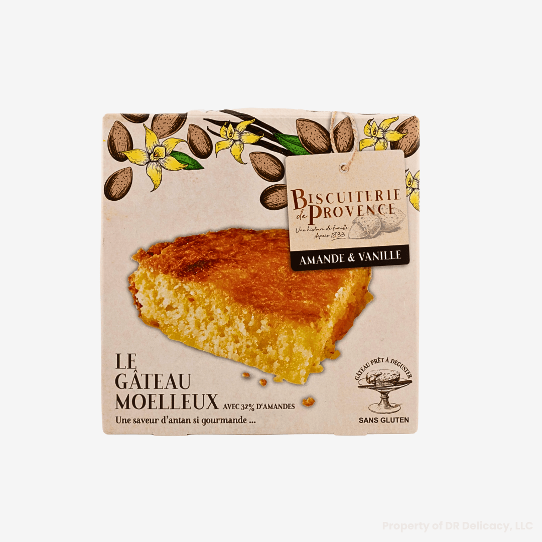 Gluten-Free Provençal Almond Cake from Biscuiterie de Provence, featuring almond and vanilla flavors.