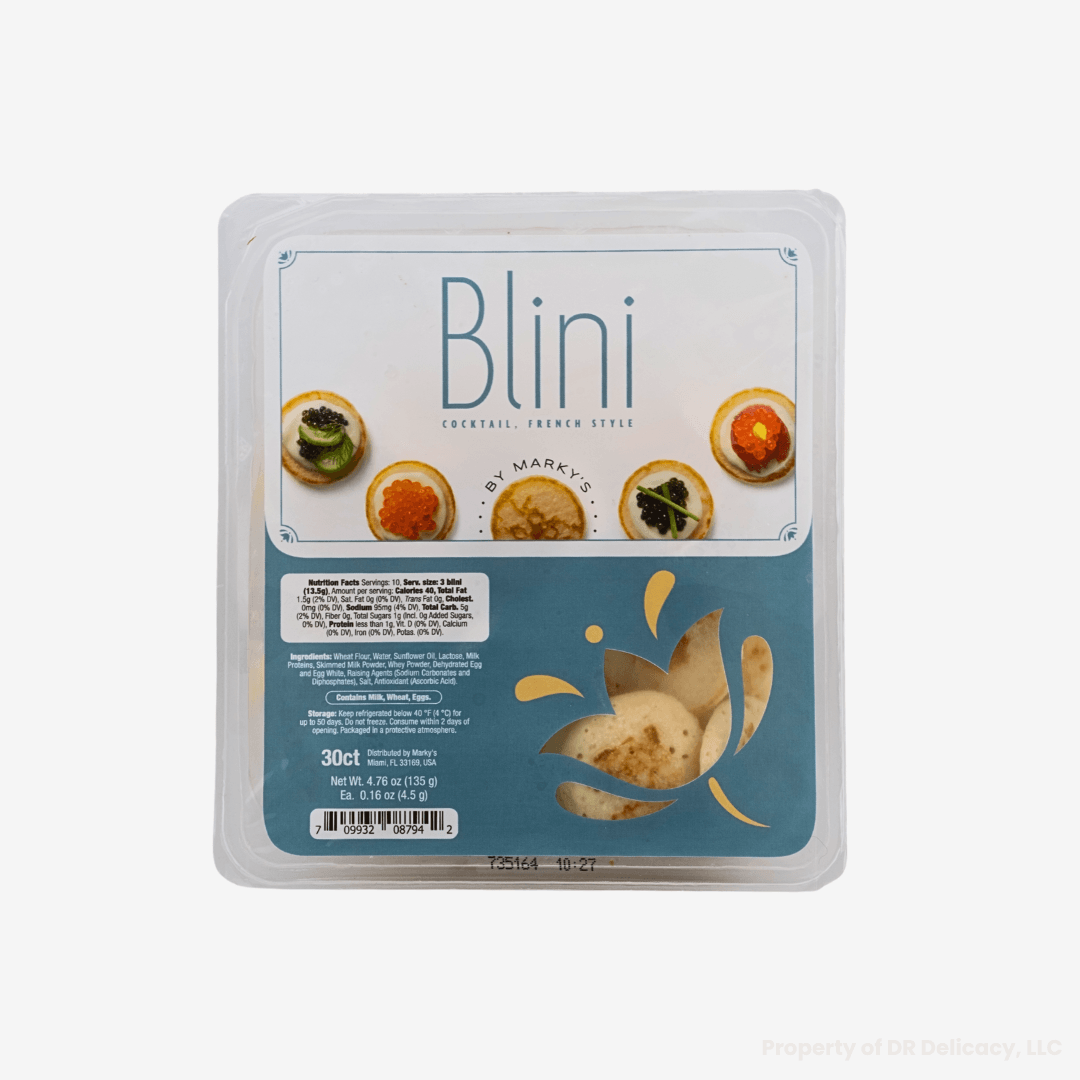Package of Blinis, cocktail style, perfect for caviar and smoked salmon, 30 count.