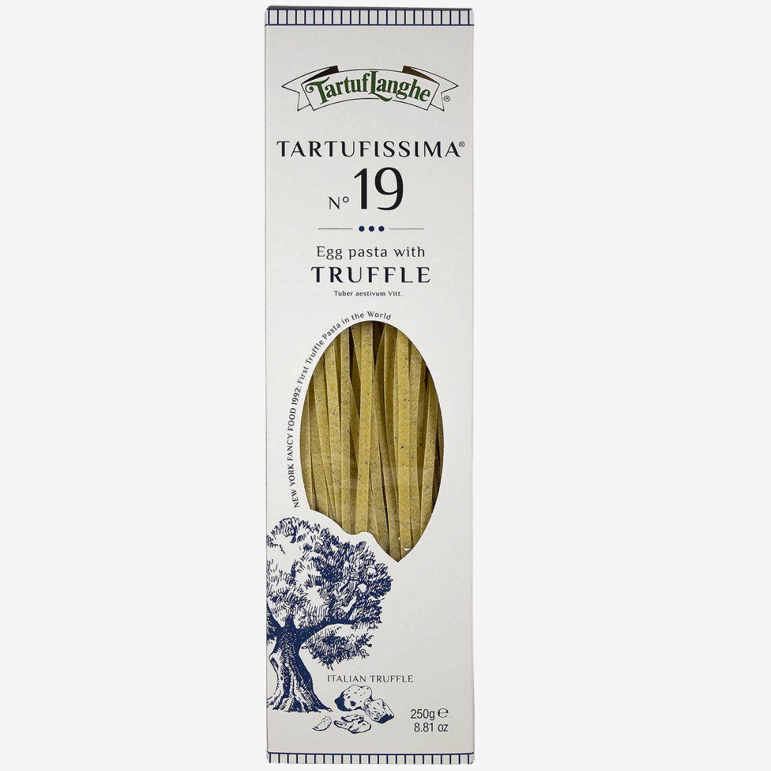 Tagliatelle Truffle Egg Pasta packaging showcasing high-quality artisanal pasta with truffle.