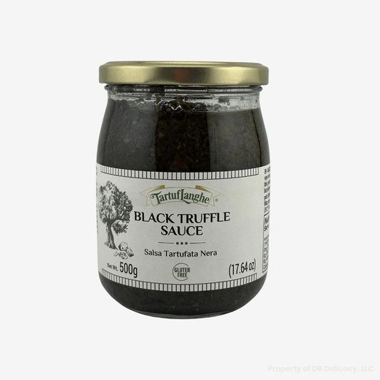 Jar of Black Truffle Sauce, 17.64 oz, perfect for enhancing pasta, risotto, and creamy dishes.