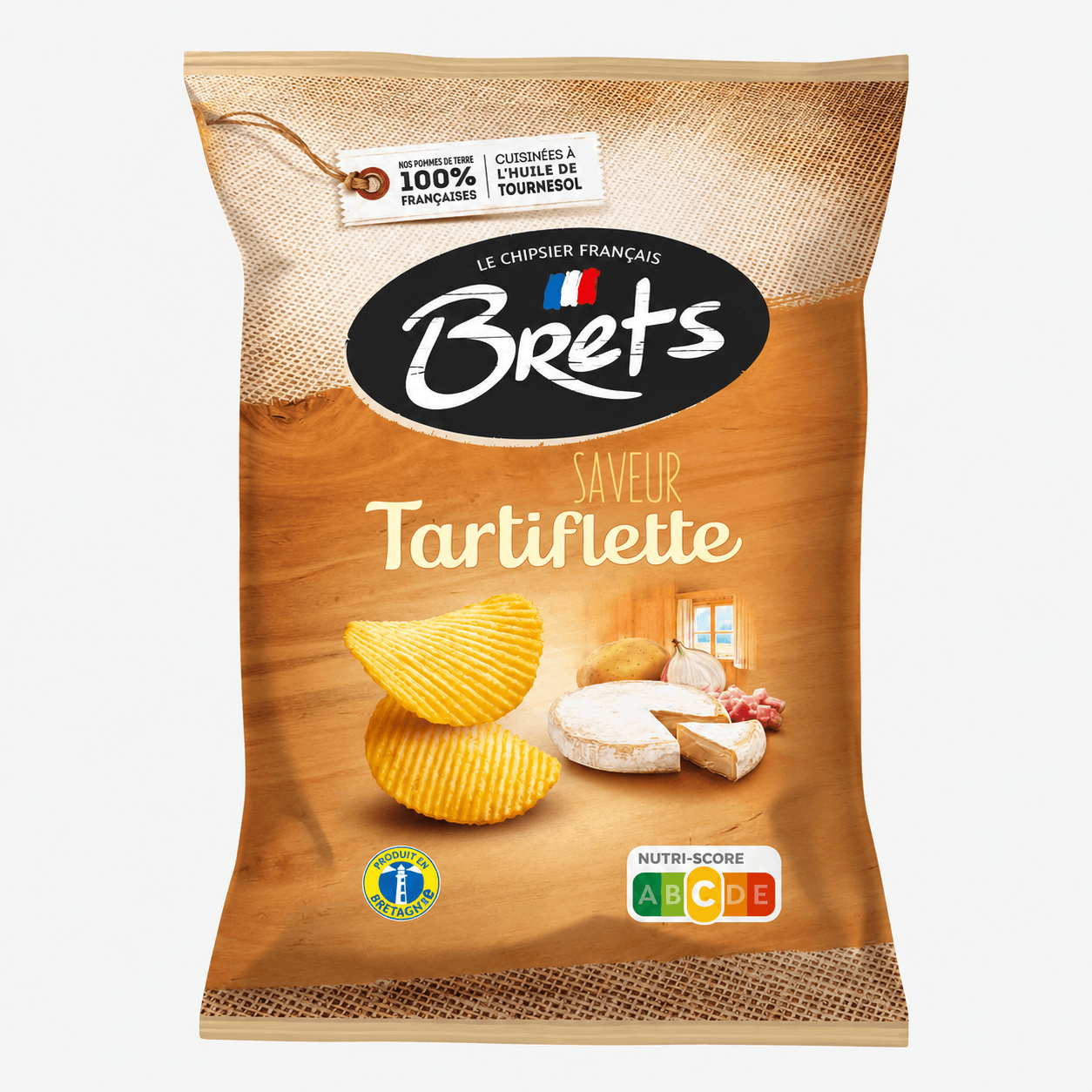 Brets Tartiflette Potato Chips bag featuring crispy chips and traditional French flavors.
