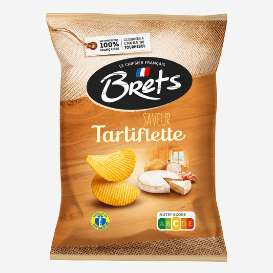 Brets Tartiflette Potato Chips bag featuring crispy chips and traditional French flavors.