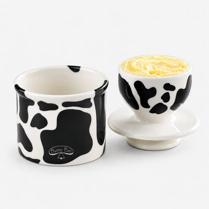 Butter Bell Crock – Cow Print Butter Keeper with elegant design for butter storage and farmhouse decor.