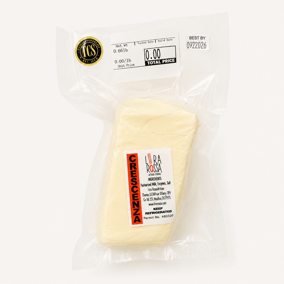 Crescenza – Creamy Italian Soft Cheese packaging featuring fresh soft cow's milk cheese for spreading and cooking.