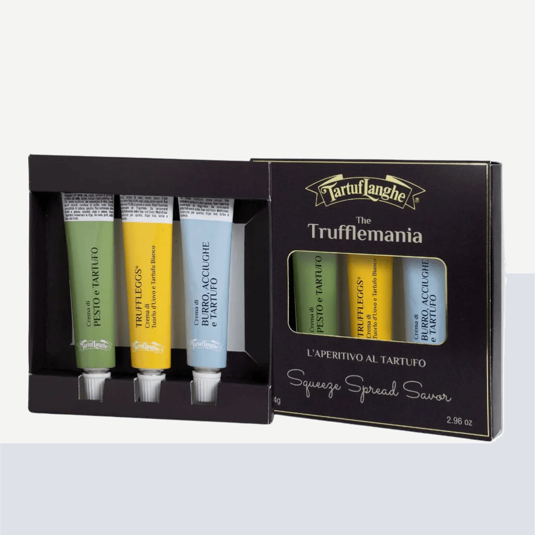 The Trufflemania - Truffle Aperitif Spreads kit with truffle pesto and creams in squeezy tubes.