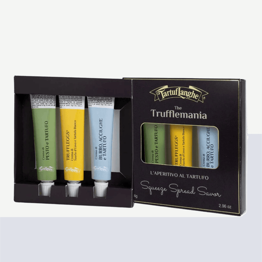 The Trufflemania - Truffle Aperitif Spreads kit with truffle pesto and creams in squeezy tubes.