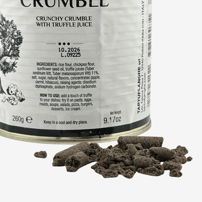 Truffle Crumble packaging with crunchy crumble and truffle juice, perfect for enhancing dishes like pasta and salads.