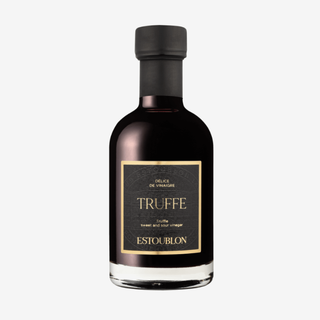 Truffle Wine Vinegar bottle by Estoublon, showcasing the rich texture and aromas of truffle-infused balsamic vinegar.